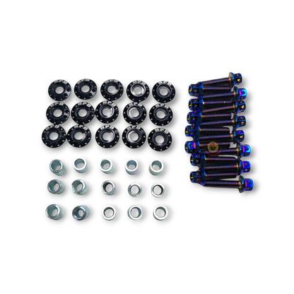 HPD Special Parts Euro 4/4JJ3 rocker cover bolt set with burnt blue finish, featuring multiple bolts arranged in a pattern.