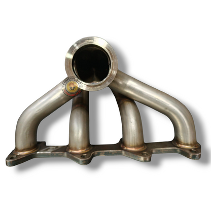 Stainless steel G25/G30 1KD exhaust manifold by PPRC, showcasing a durable, polished metal component with multiple port openings.