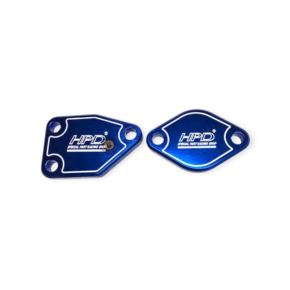 HPD Special Parts 4JJ1 EGR delete plates for 2006-2014 Nissan trucks, showing metal plates with mounting holes.