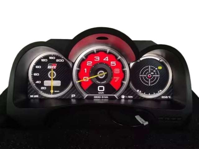 Hilux N70 digital dash display from Common Rail Cowboys showing a modern digital instrument cluster with gauges and readouts.
