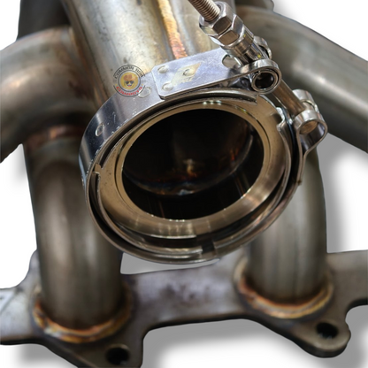 Stainless steel G25/G30 1KD exhaust manifold by PPRC, showing the polished metal construction and mounting flange.