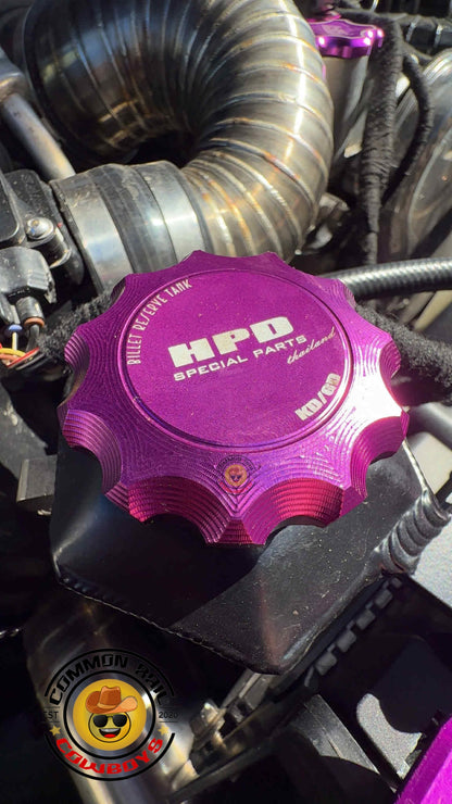 HPD Special Parts 1KD & 1GD coolant reservoir lid cover, KD bling parts with shiny finish, designed for durability and style.