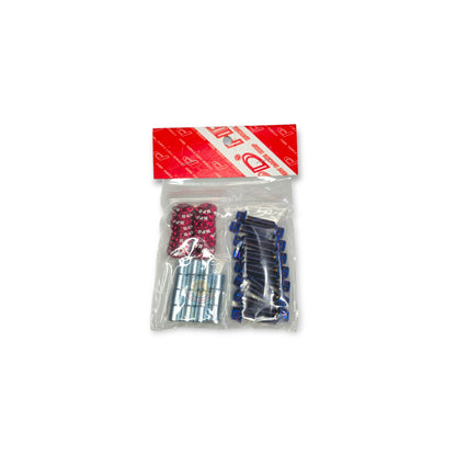 HPD Special Parts Euro 4/4JJ3 rocker cover bolt set in burnt blue, featuring four metal bolts with a blue finish for engine compatibility.