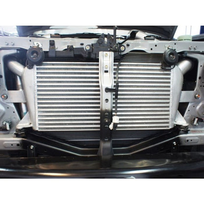 High Performance Diesel intercooler kit for Isuzu D-Max and MUX 2012-2016, showing the installed intercooler with hoses and mounting.