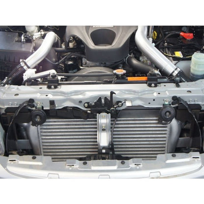 High Performance Diesel intercooler kit for Isuzu D-Max and MUX 2012-2016, showing the polished intercooler with mounting brackets.
