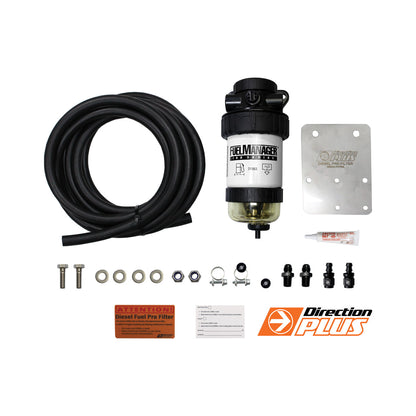 Direction Plus GU Patrol ZD30 Fuel Manager pre-filter kit with fuel filtration components and fittings for improved engine performance.