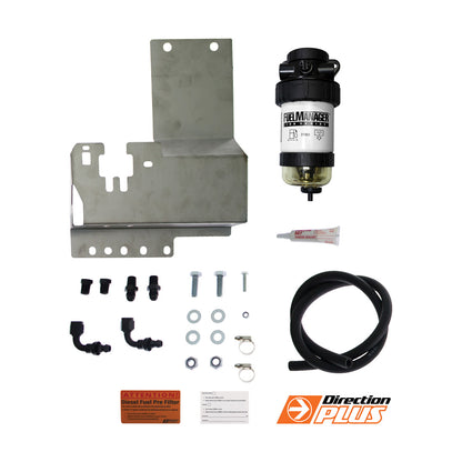 Direction Plus Fortuner and N80 Hilux fuel manager pre filter kit, including filters and components, for improved fuel system performance.