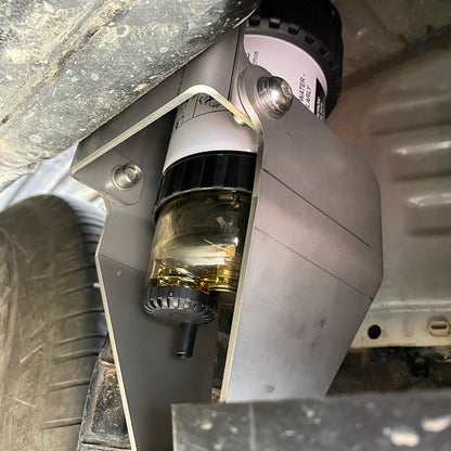 Direction Plus Land Cruiser 300 Series pre-filter and catch can combo kit installed, part of Fuel Manager dual or combo kits.