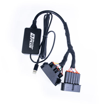 Top view of Direction Plus Hilux N70 Throttle Controller TR+ showing plug connection and sleek black design.